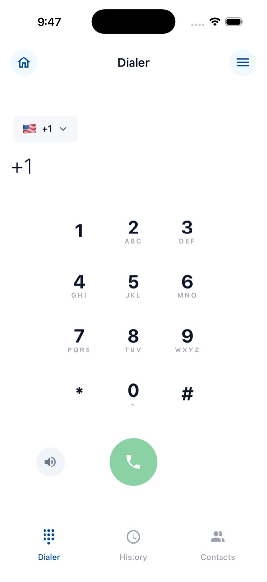 UCC Phone app screen: Make a Call
